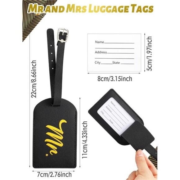 Mr & Mrs Travel Gift Set – Matching Hats, Passport Covers & Luggage Tags - Picture 7 of 7